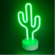 Διακοσμητικό από Neon LED ΚΑΚΤΟΣ με μπαταρία (3xAA) ή USB πράσινο IP20 15x10x25.5cm | Aca Lighting | X04455315